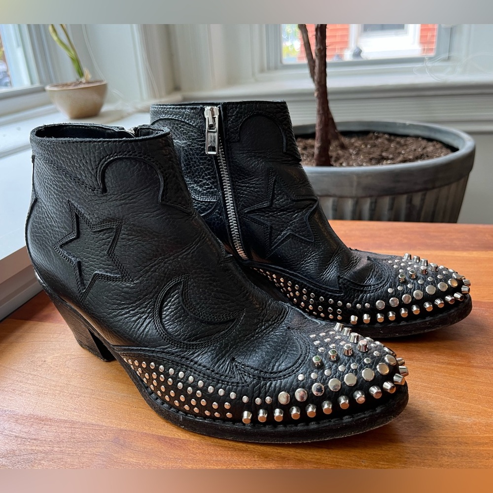 Black Leather Studded Alexander McQueen Ankle Boots